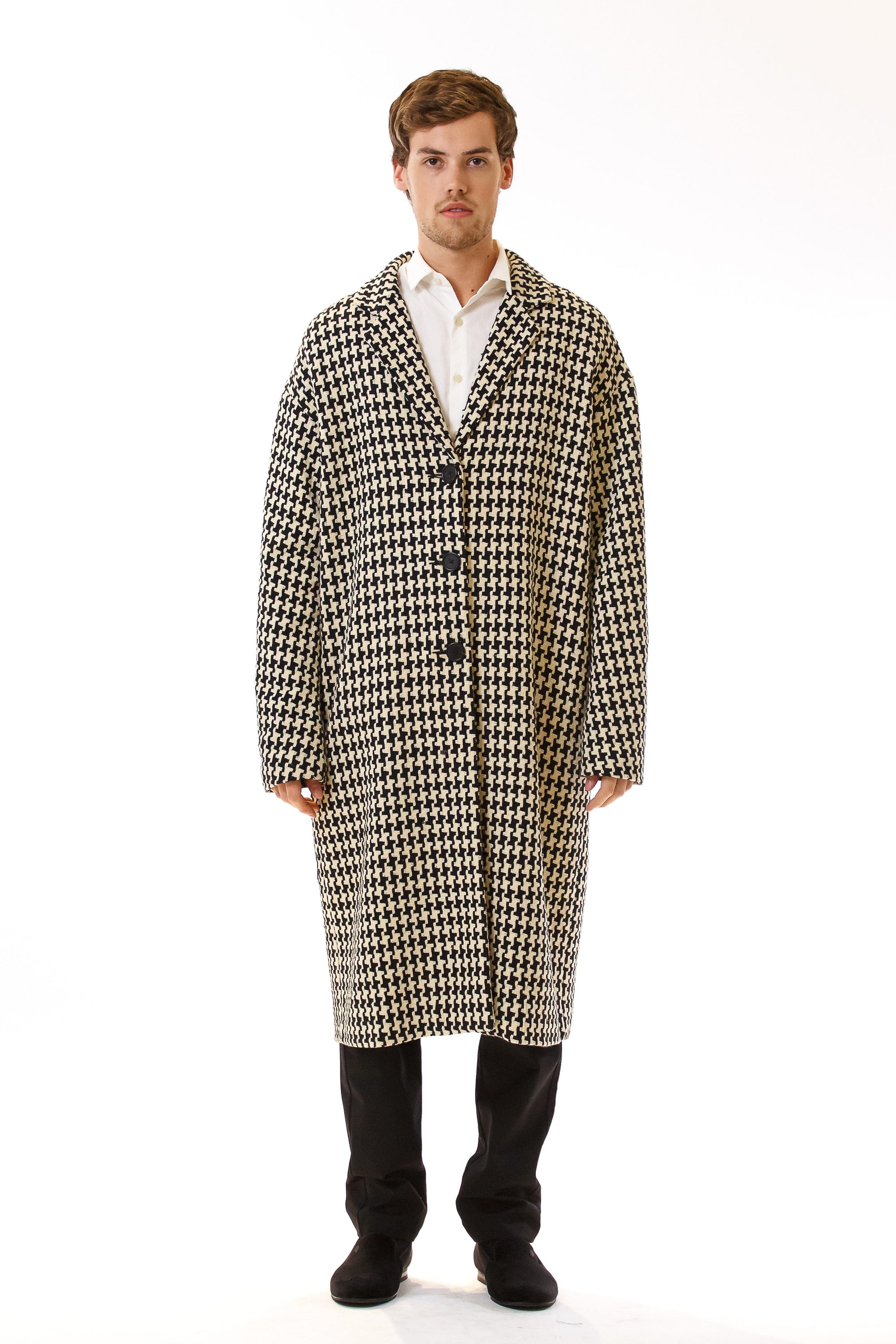 Oversized houndstooth outlet coat